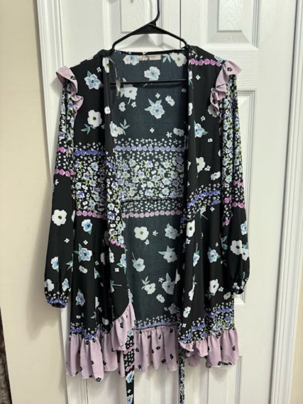 Long Sleeve Floral Wrap Dress
